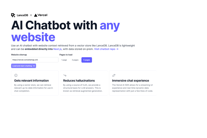 Demo website landing page